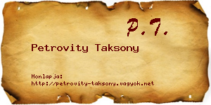 Petrovity Taksony névjegykártya